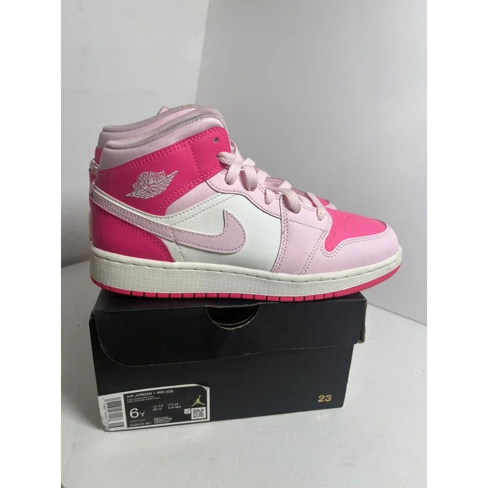 Nike Air Jordan Retro 1 Mid Barbie Pink Air DQ8423-661 GS & Women's Size 6y/7.5w